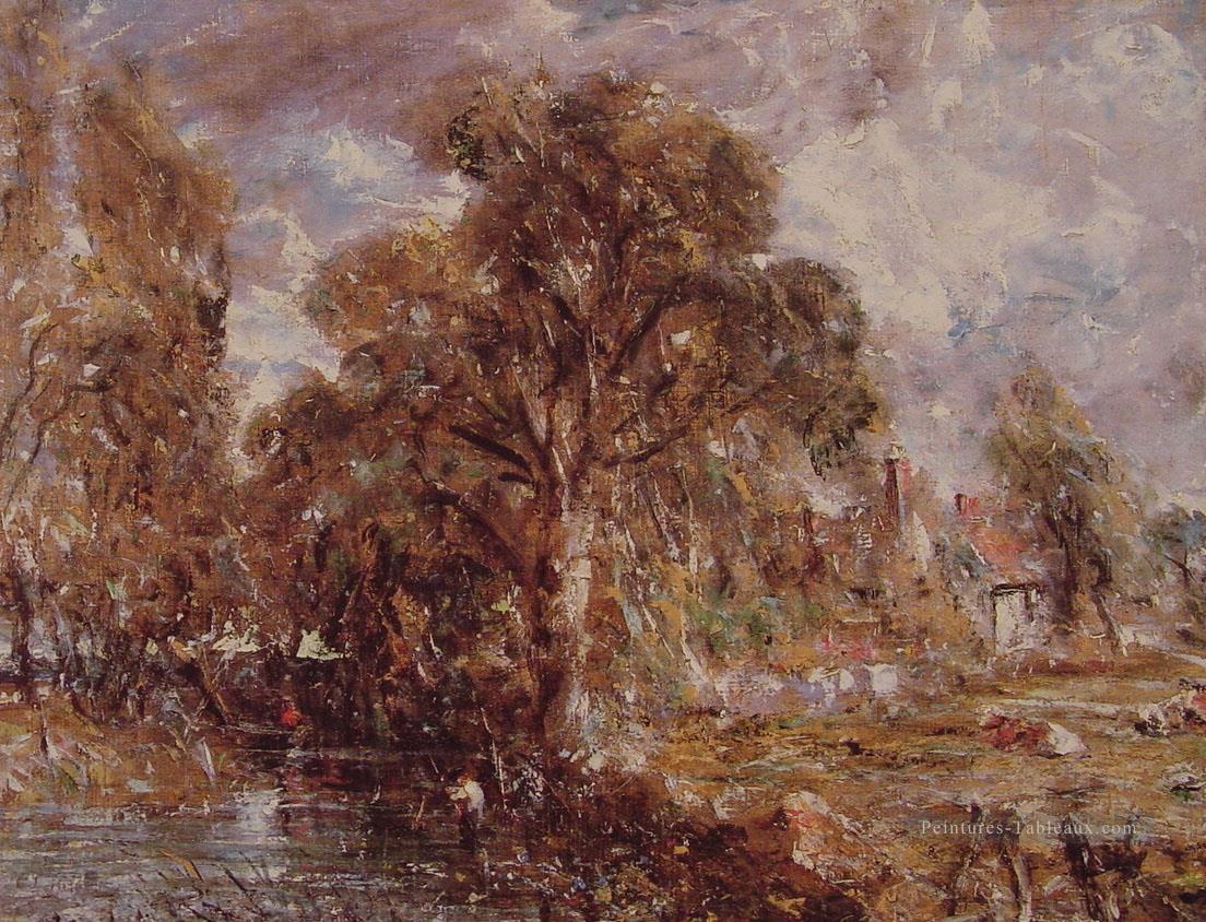 Scène sur une rivière2 paysage romantique John Constable Peintures à l'huile